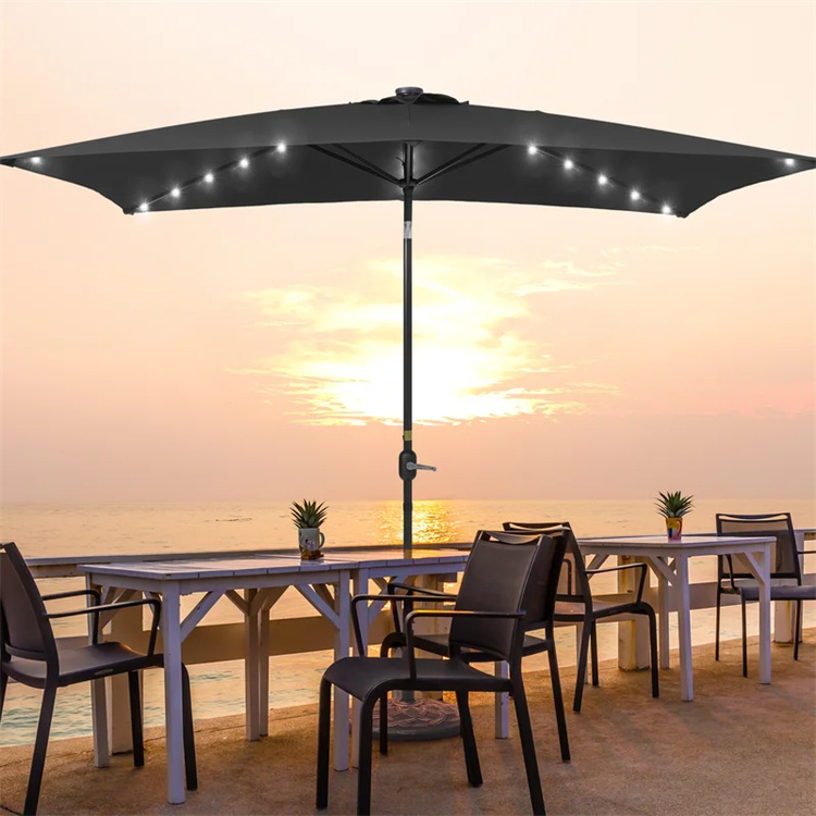 Paraguas de mercado rectangular iluminado de 10x 6.5FT
