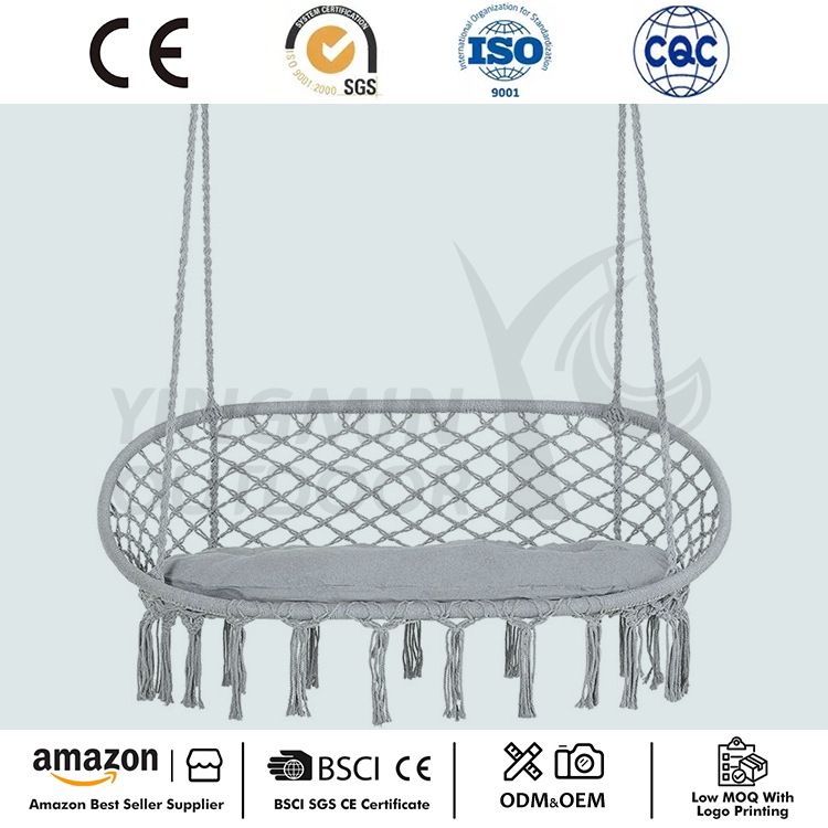 Hamaca columpio de macramé para 2 personas