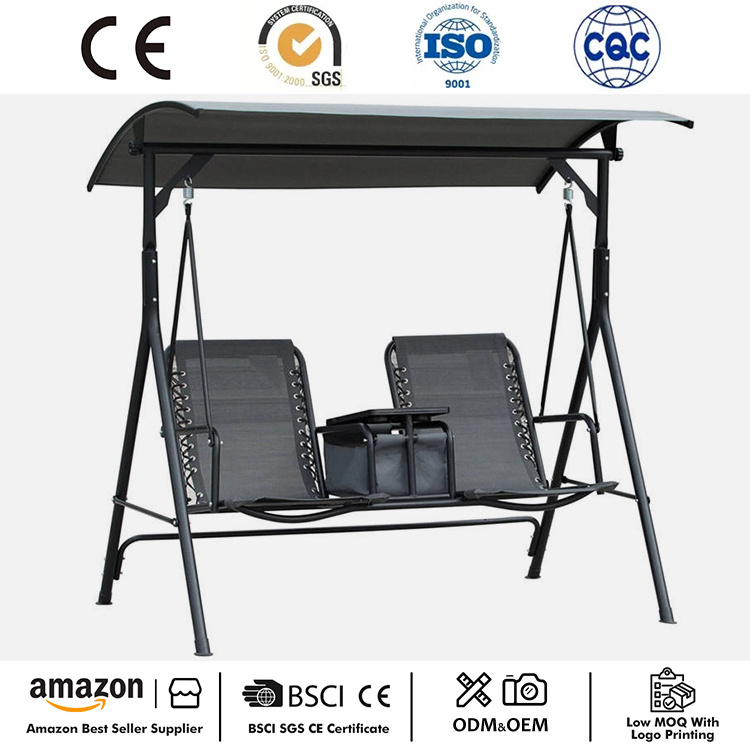 Silla giratoria de 2 plazas con mesa de almacenamiento pivotante