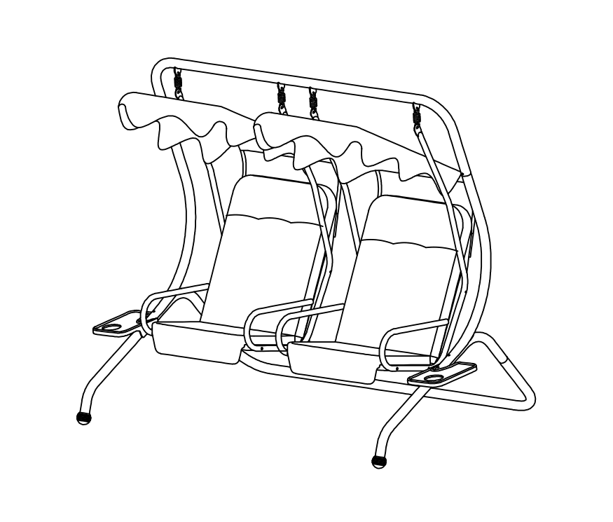Instrucciones de montaje del columpio de acero para porche con dosel para 2 personas