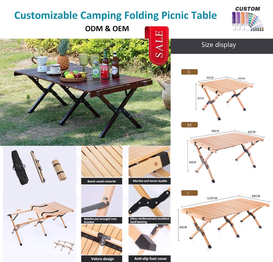 ¿Te gusta esta mesa de camping plegable de madera?