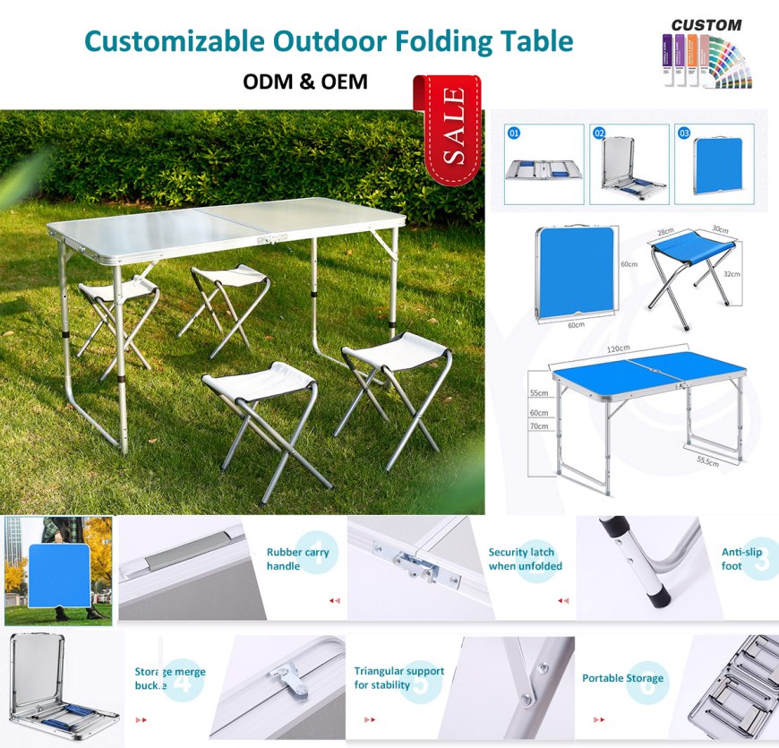 Juego de mesa y sillas plegables de aluminio