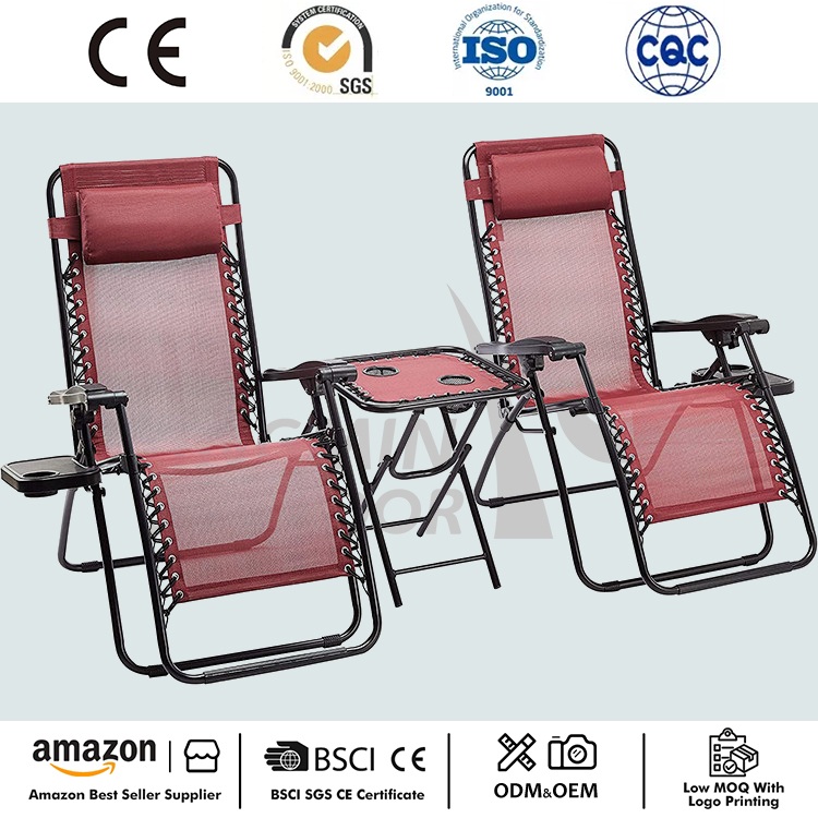 Silla reclinable de gravedad cero de 3 piezas
