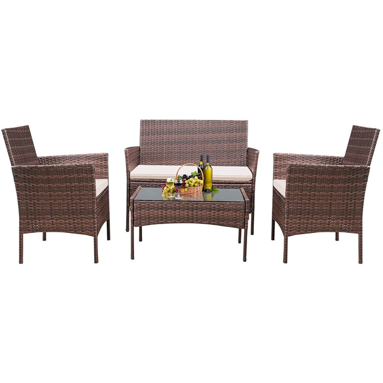 Juego de muebles de ratán para patio de 4 piezas