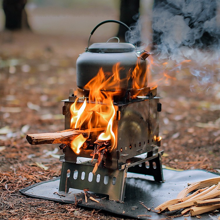 Estufa de leña para acampar