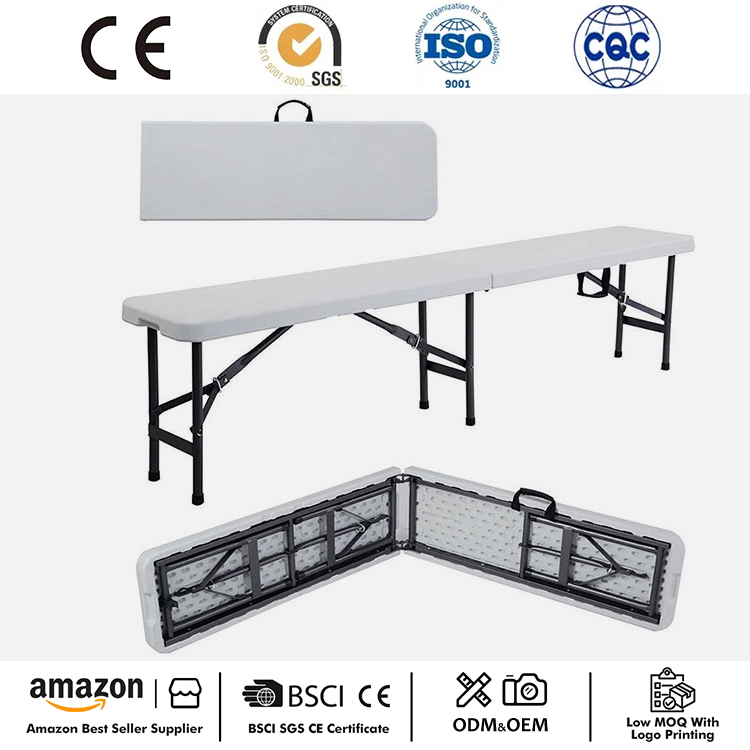 Banco portátil de plástico plegable de 6 pies