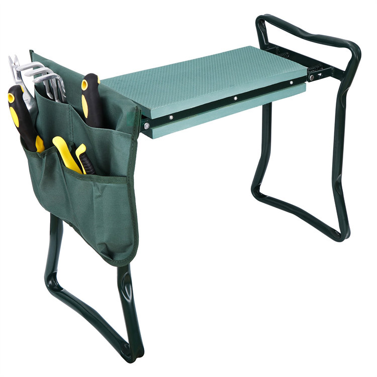 Asiento plegable para arrodillarse en el jardín con bolsa de herramientas
