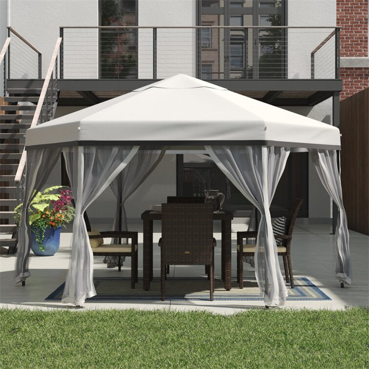 Gazebo hexagonal de techo blando de 11x11ft