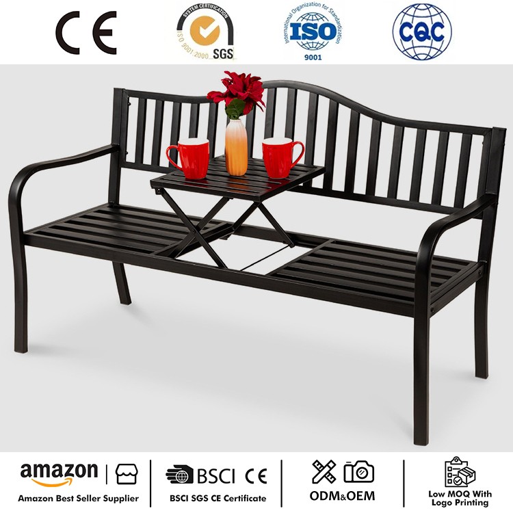Mesa de banco de jardín de hierro fundido para exteriores