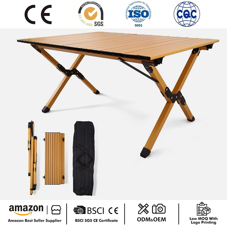 Mesa de camping enrollable plegable para exteriores
