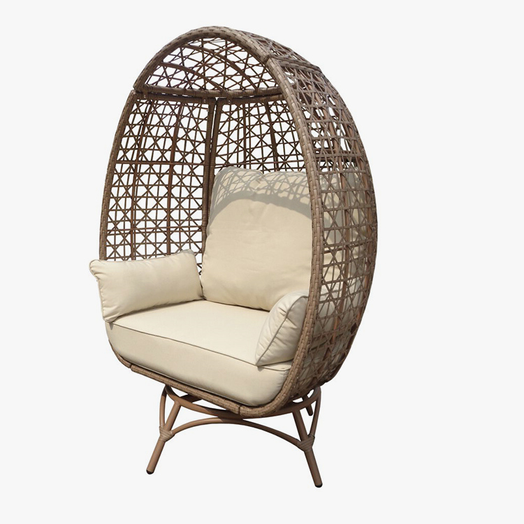 Silla de huevo giratoria de mimbre para exteriores