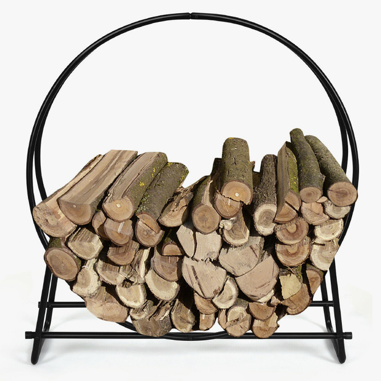Soporte para estante de almacenamiento de leña con aro de troncos